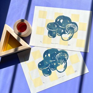 Bolete Mushroom Linocut Print