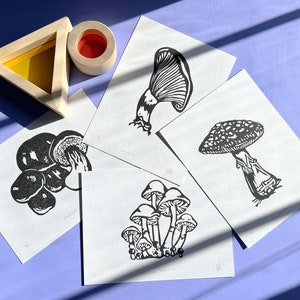 Mushroom Linocut Print