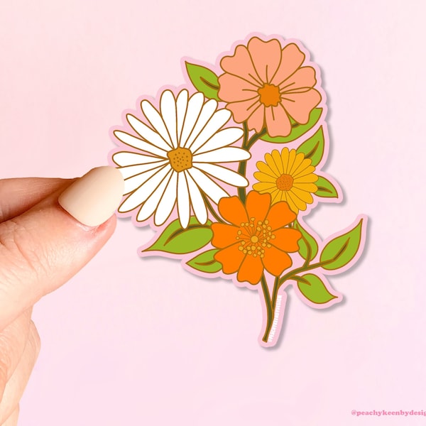 MAGNET Flower Power Three  | Fridge Car Magnet, Decorative Magnet, Car Decal, Weatherproof Magnet  5"