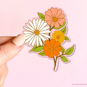 PEGATINA Retro Flower Power Three de los años 60 y 70 / Pegatina para patineta, coche, portátil, vinilo resistente a la intemperie de 7,6 cm