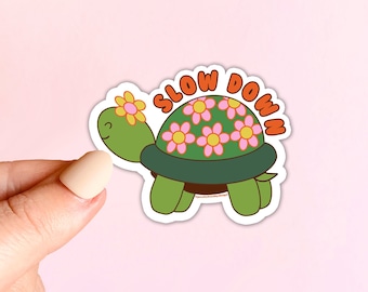 STICKER Slow Down Schildpad | Skateboardsticker, autosticker, laptopvinylsticker, weersbestendige vinylstickers 3"