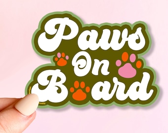 MAGNET Paws On Board! (green & pink options) | Car Magnet, Decorative Magnet, Car Decal, Weatherproof Magnet 5"