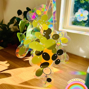 SUNCATCHER Pilea Hanging Plant | Rainbow Suncatcher, Sticker, Rainbow Maker, Decal Window Decal, Window Sticker  14&quot;