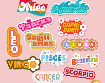 STICKERS Astrology Zodiac | Cancer, Leo, Aries, Taurus, Gemini, Virgo, Libra, Scorpius, Sagittarius, Capricorn, Pisces, Aquarius  4"