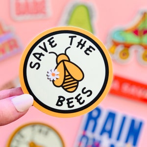 STICKER Save the Bees! | Die-Cut Window, Skateboard, Car, Laptop Vinyl Sticker, Weather Resistant Vinyl Stickers - 3"