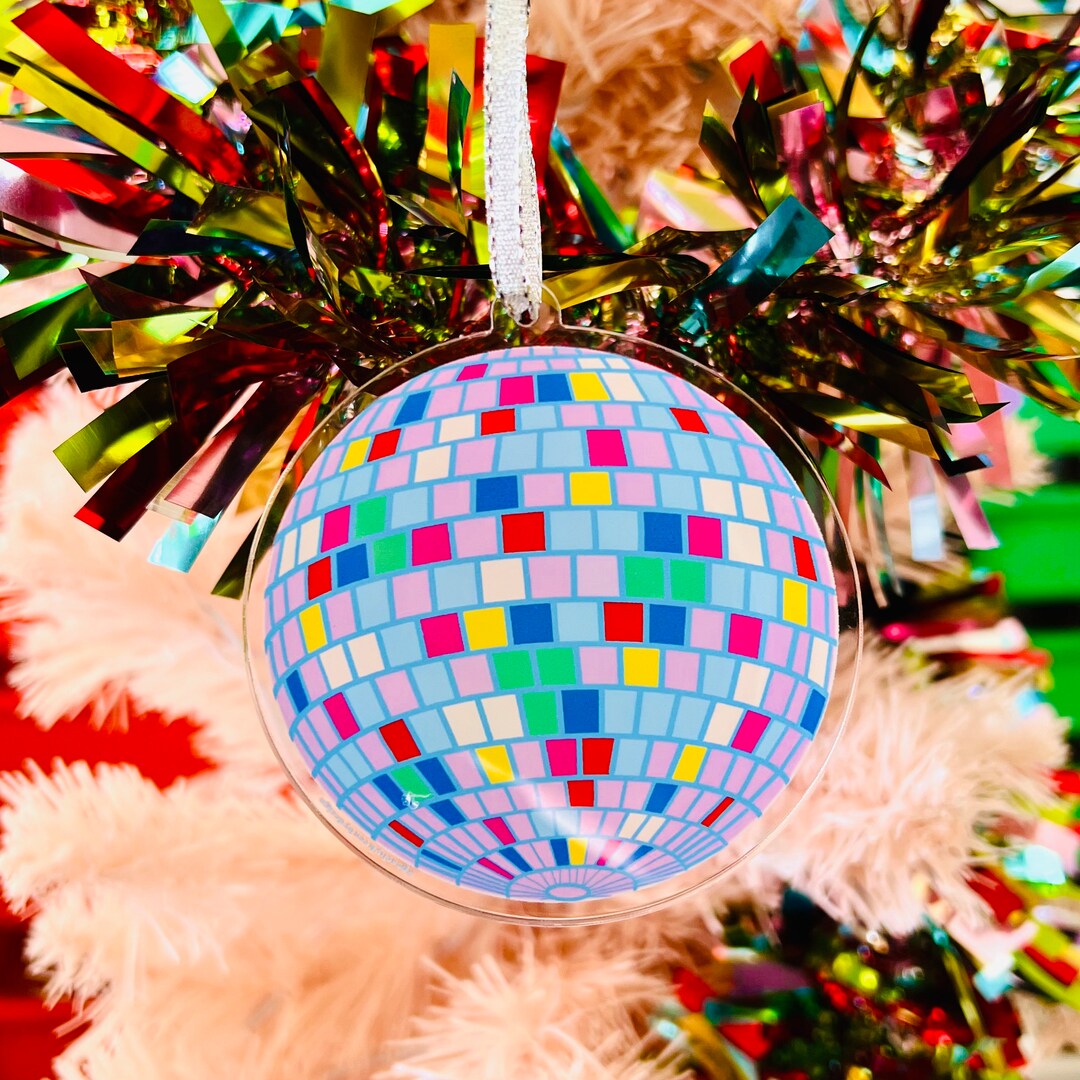 Holiday Ornament Blue Disco Ball Christmas Ornament Retro Etsy