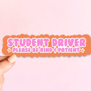BUMPER STICKER Student Driver | Bumper Sticker, Decorative Car Sticker, Car Decal, Weatherproof Sticker 7.5″ × 1.95″