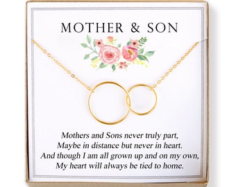 Mother Son Necklace - wedding gifts Mom, Mother's Day Gift, Son Gift for mom, mother of the bride groom, Birthday gift his mom Christmas, 2L