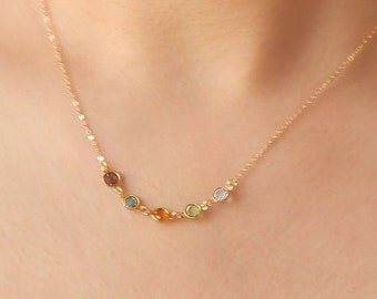 Tiny birthstone necklace - Gift for mom, Family tree necklace, Personalized Mothers Gift, Grandmother necklace, Christmas gift for her, BS02