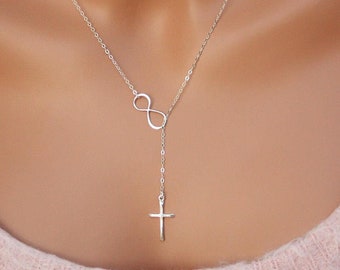 Sterling Silver Infinity Cross necklace - Faith Forever, Personalized necklace, Confirmation gift for girls, Christmas gift her, CR03-INF