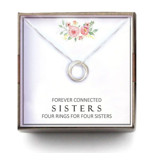 Sisters Necklace - Christmas gifts for sisters, Gift for Sister Birthday, Big Sister Gift, Four 4 sisters, 4 Circles,  SMO-RING