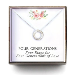 Christmas gift for grandma, Four Generations necklace, Gift for Grandmother, Gift for Mom mother Nana, great grandma gift, SMO-RING