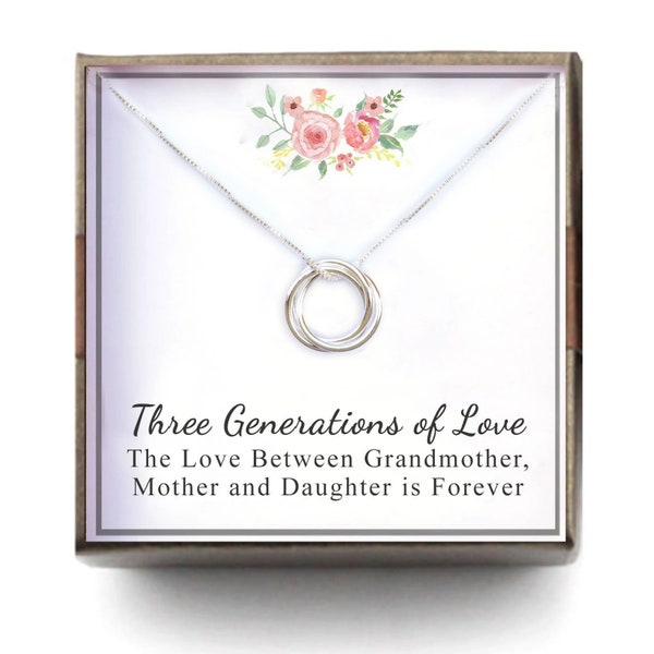 Christmas gift for grandma, Three Generations necklace, Gift for Grandmother, Gift for Mom mother Nana, great grandma gift, SMO-RING