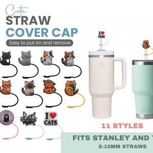 HIUSITY Straw Cover for Stanley Cup 40Oz,10MM Straw Topper for Stanley  Tumblers with Handle,Cute Ani…See more HIUSITY Straw Cover for Stanley Cup