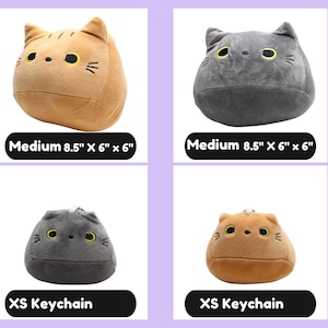 Cute Squishy Black Cat Plush Toy, White Cat Plushie, Stuffed Animal Baby Toy. Throw Pillow Accessory. Cat Lover Car Dashboard Decor. image 3