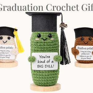 2026 Graduation Pickle with Stand, Positive Potato Keepsake, High School, College, PHD Grad Gifts. Big Dill Gift For Graduates.