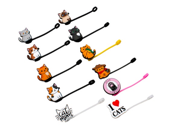 3PCS Straw Covers 8mm & 10mm, Cute Cat Straw Topper for Stanley