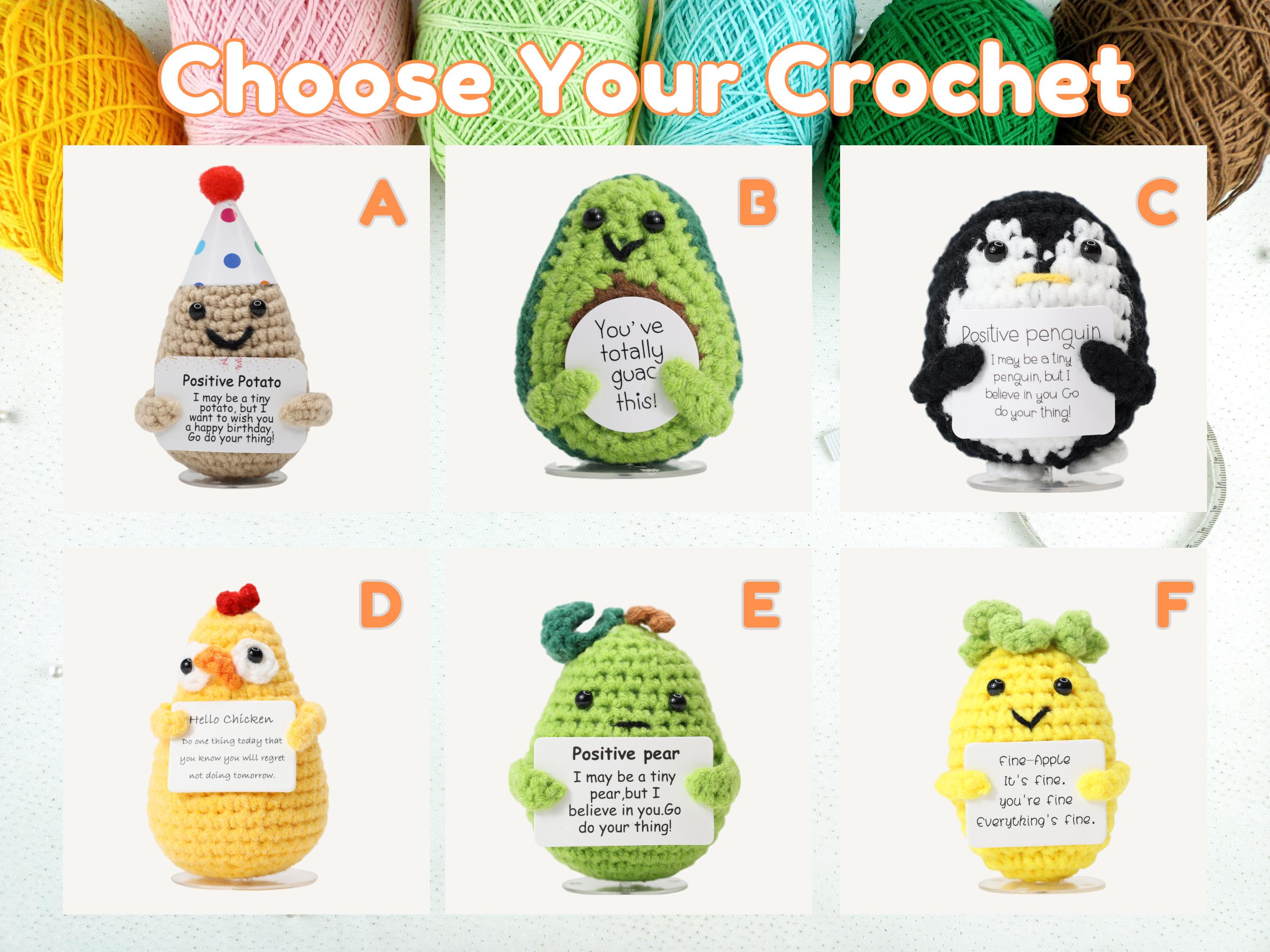 Positive Potato JoyChoi Emotional Support Plush - Positive Crochet Potato & Pickle, Cute & Funny Birthday, Anniversary, Christmas, Graduation Gifts, Room Or Office Desk Decor For Women & Men (2 PCS With
