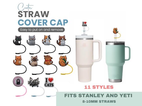 Stanley Straw Cover, Cat Straw Topper, Straw Toppers for 8-10MM Straws,  Orange Cat Straw Topper, Fits Yeti & Stanley. 11 Styles 