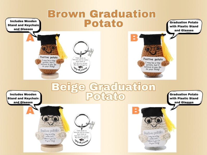 Graduation Potato 2026 Graduation Positive Pickle With Stand and Glasses, Graduation ...