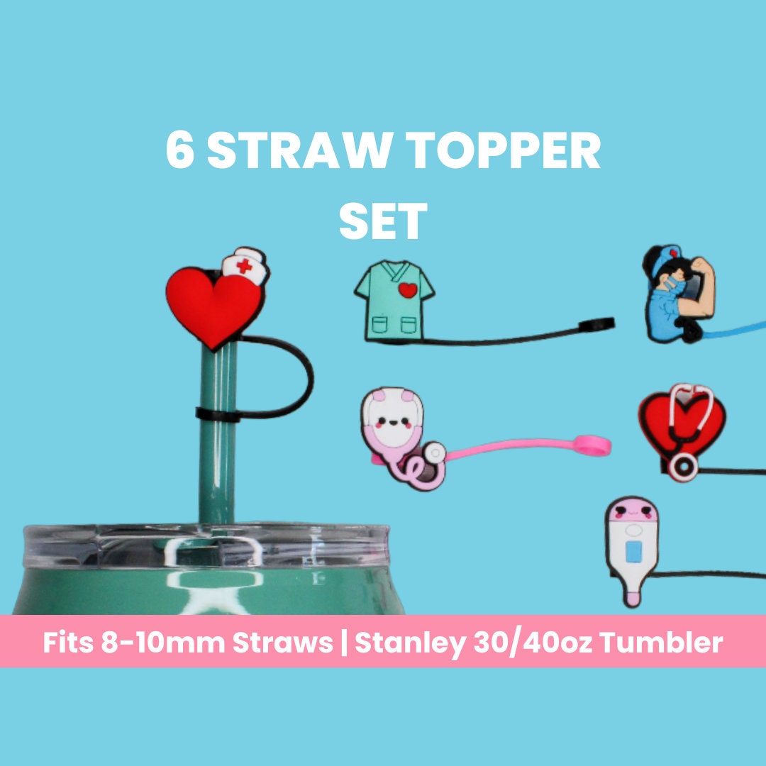 ZYNERY 26 PCS Silicone Straw Cover, Nurse Themed Straw Cover Cap, Anti-Dust  Seal Straw Caps for Reusable Straws, Straw Toppers for 6-8mm Straws, Straw