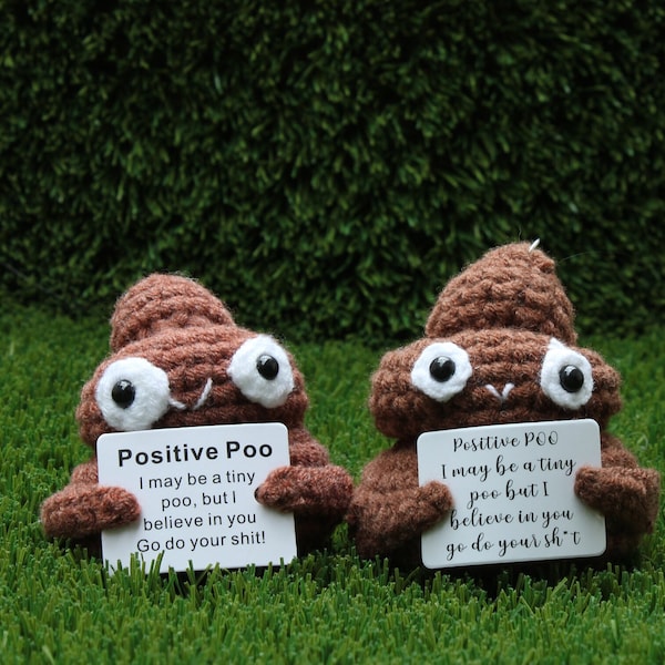 Positive Poo, Emotional Support Crochet Pickle. Encouraging Christmas Gift. Holiday Present. Funny Gifts For Friends. Wool Knitted Toy