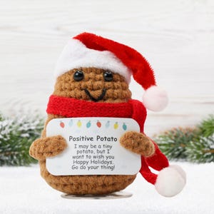 Christmas Positive Potato, Holiday Emotional Support Pickle. Stocking Stuffer Gift for Family, Friends. Gifts for Women, Best Friend.