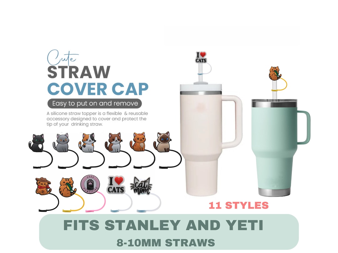 Stanley Straw Cover, Cat Straw Topper, Straw Toppers for 8-10MM