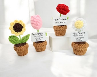 Crochet sunflowers, Rose, Tulip Classroom Teacher Gift Handmade Best Friend Gift. Office Desk Decor for Coworkers. Funny Birthday Gag Gifts