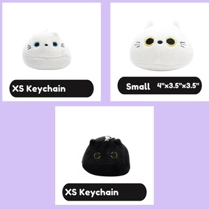 Cute Squishy Black Cat Plush Toy, White Cat Plushie, Stuffed Animal Baby Toy. Throw Pillow Accessory. Cat Lover Car Dashboard Decor. image 4