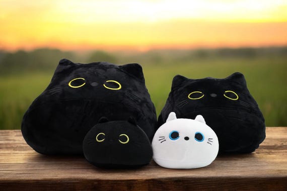 Cute Squishy Cat Plush Toy Black and White Cats Stuffed Animal Toys for Adults Kids Friends. Pillow Accessory. Car Dashboard Decor Charm Etsy