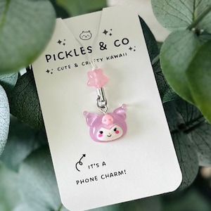 Lindo amuleto para teléfono, amuleto para teléfono kuromi kawaii, lindo amuleto para teléfono, regalo para mejor amiga, regalo para ella, accesorio para teléfono, funda para teléfono kawaii