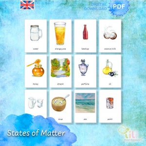ÉTATS DE LA MATIÈRE ⁕Science⁕Classification simple⁕Fiches imprimables Montessori ⁕Culture ⁕Éducation cosmique⁕ Logique ⁕Activité de tri