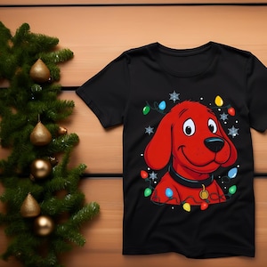 Clifford the Big Red Dog Christmas T-Shirt - Festive Holiday Shirt - Kids and Adults - Cute Cartoon Tee