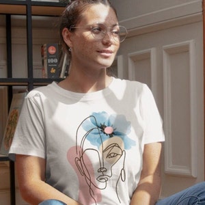 Face Line Art T-Shirt, Abstract Woman Face Line Art T-Shirt, Women T-shirt, Women Shirt, Birthday&#39;s T-Shirt, Face Line Art Shirt
