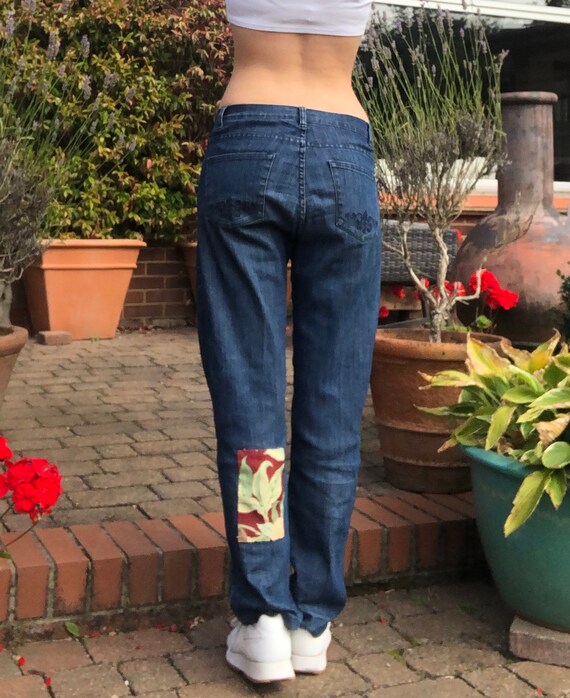 Reworked Red Patchwork Baggy Jeans 
