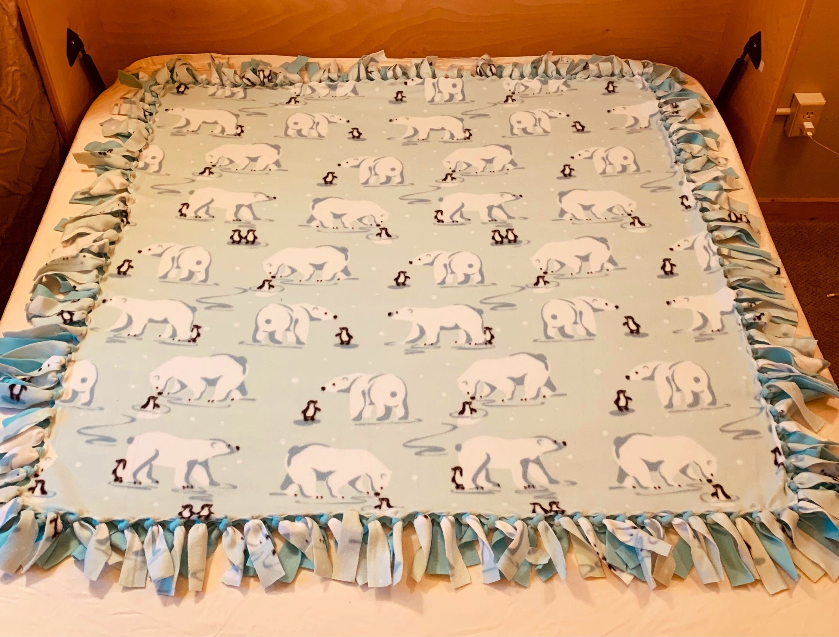 Polar Bear Fleece Blanket Polar Bear Blanket Bear Throw Etsy