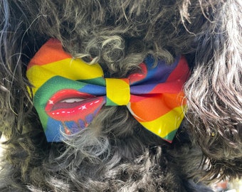 Rainbow, Gay Pride, LGBT, Parade, London, Brighton Celebration Dog Bow Tie ( Handmade in UK)