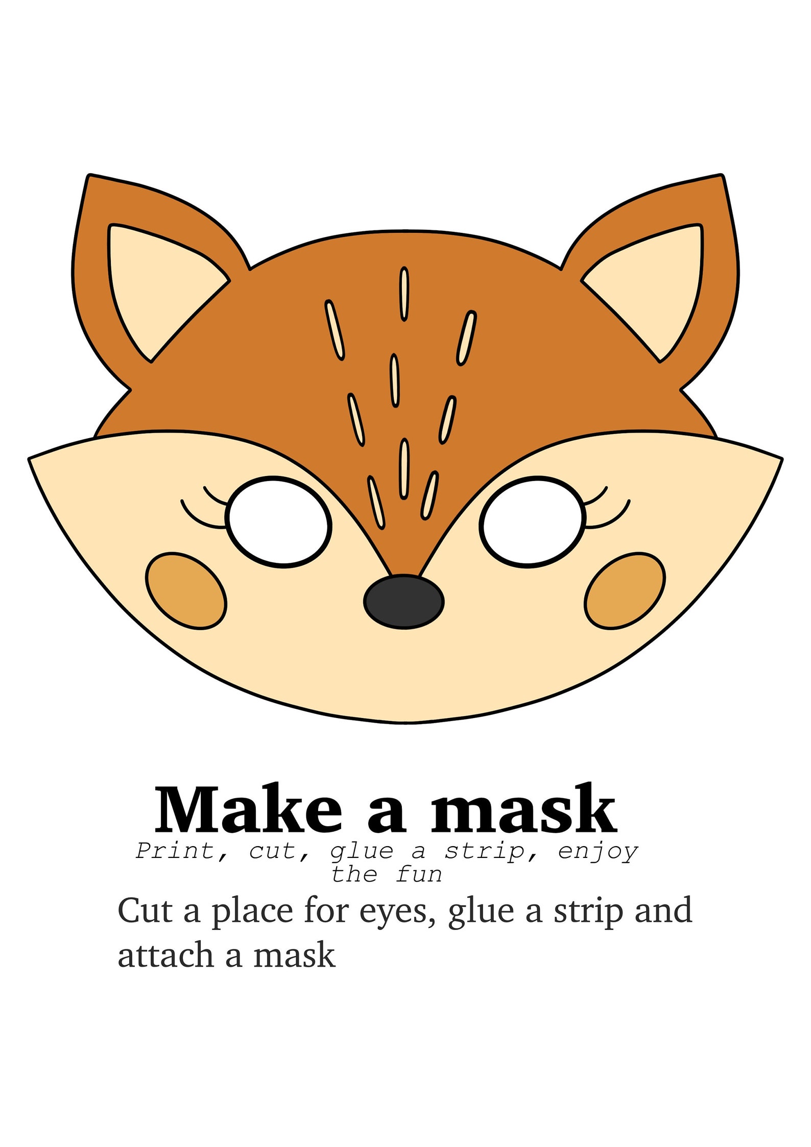 Paper Animal Masks for Kids DIY Home School Craft Instant | Etsy