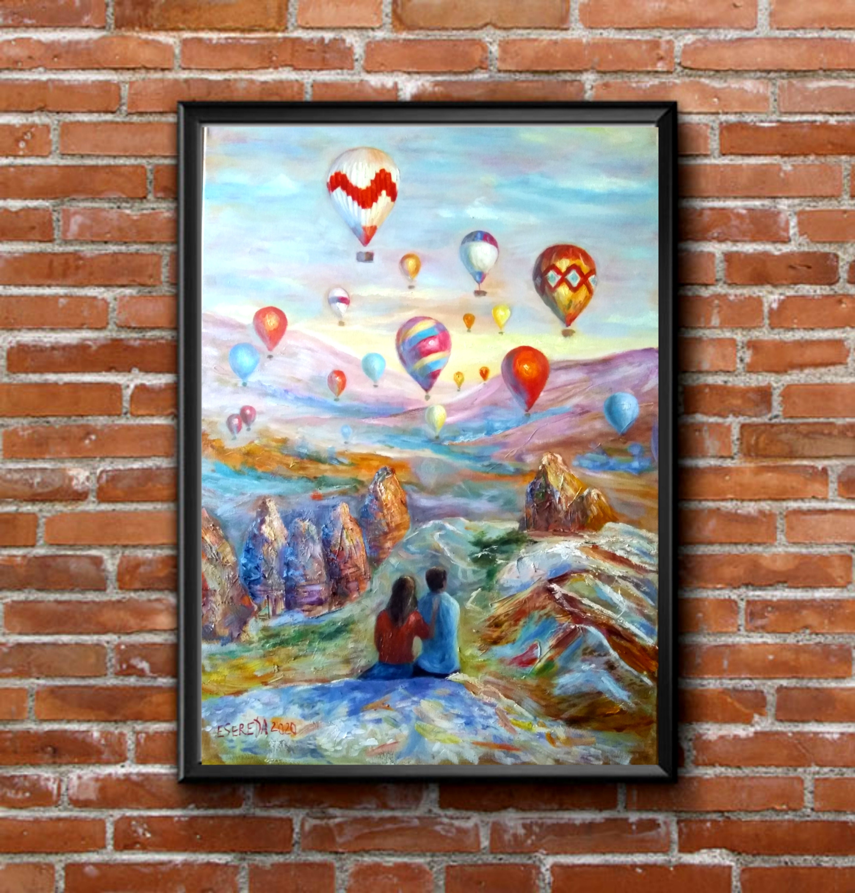 Romantic Couple Colored Balloons in Sky Beautiful Landscape - Etsy