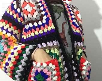 chunky knit multicolor cardigan
