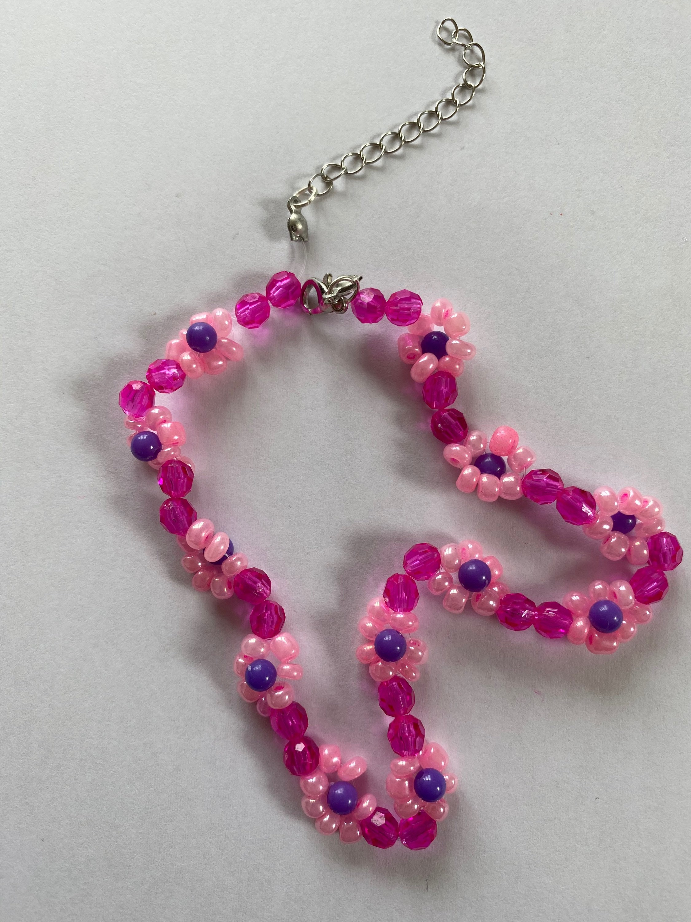 Beaded flower necklace Etsy