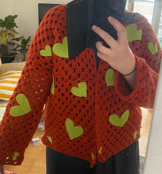 crochet heart cardigan