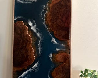 Resin wave ocean wall art