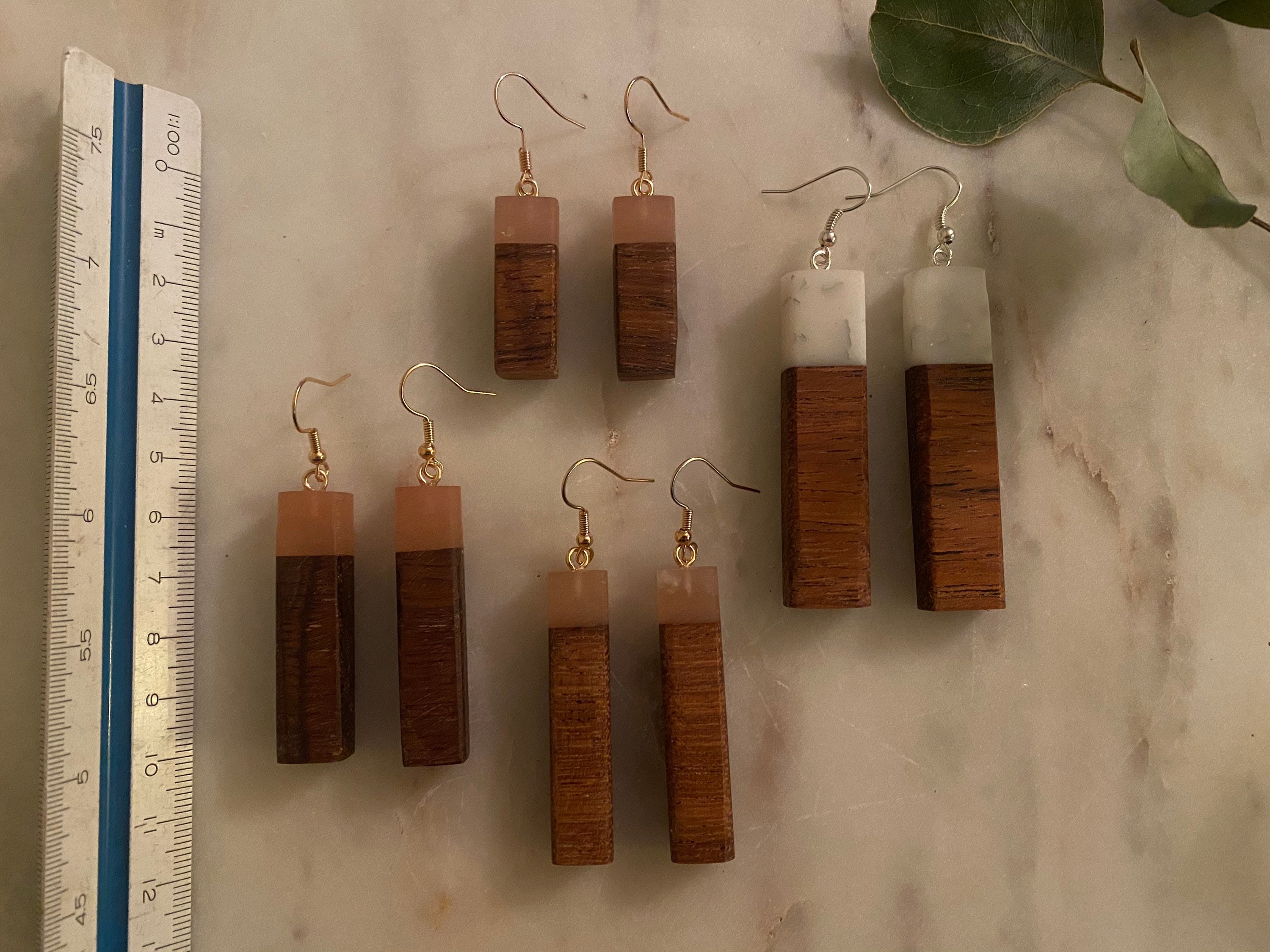Wood and resin earrings Etsy