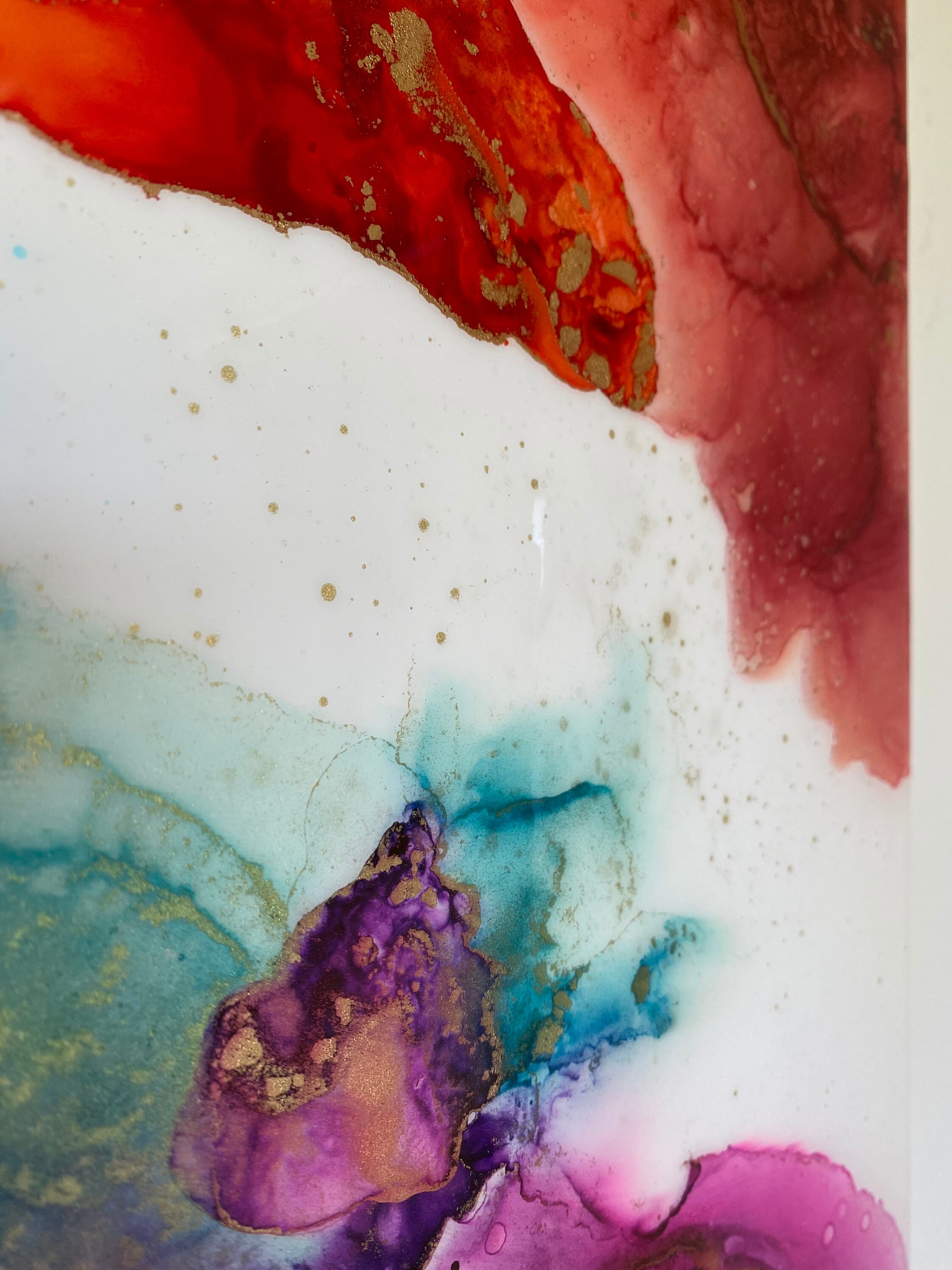 Abstract alcohol ink on wood board Etsy