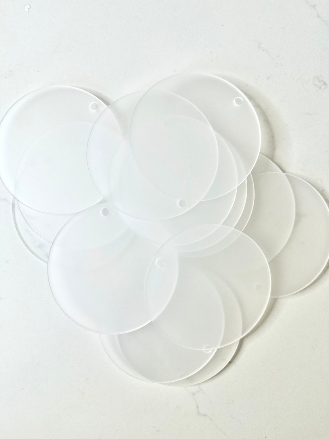 3 FROSTED Acrylic Christmas Ornament Blanks DIY Acrylic Blanks Round