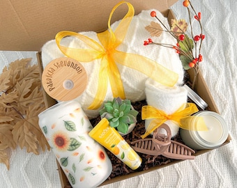 Personalized Everyday Gift Box For Her Sunflower Lemon Gift Basket Appreciation Care Package For Women Get Well Soon Gift Set For Grandma