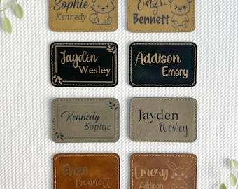 Leather School Patch Name Label for Diaper Bag Accent Custom Name Iron On Patch Gift for Birthday Nursery Supply Personalized Label Tags