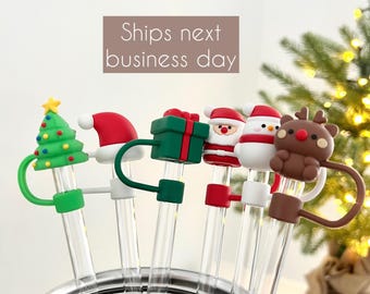 Christmas Stanley Tumbler Straw Silicone Topper Gift Perfect Stocking Stuffer Straw Dust Cover Holiday Accessories For Popular Tumbler Lover